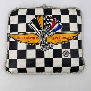 Vintage Indianapolis Motor Speedway Checkered Flag‎ Padded Seat Cushion 70's